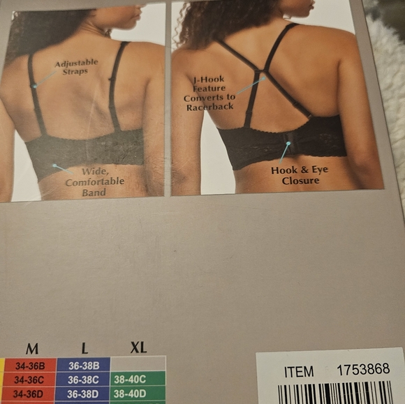 FELINA 2 PACK LACE BRALETTE. SIZE SMALL.  NEW IN BOX. - Picture 3 of 5